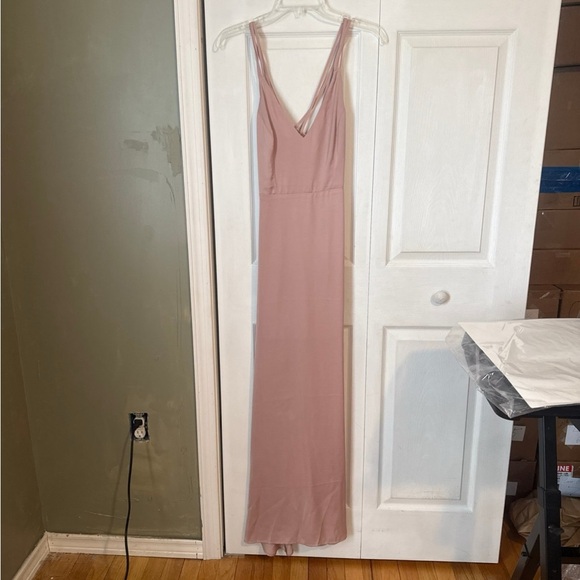 Satin Floor Length Open Back Dress - Picture 1 of 3